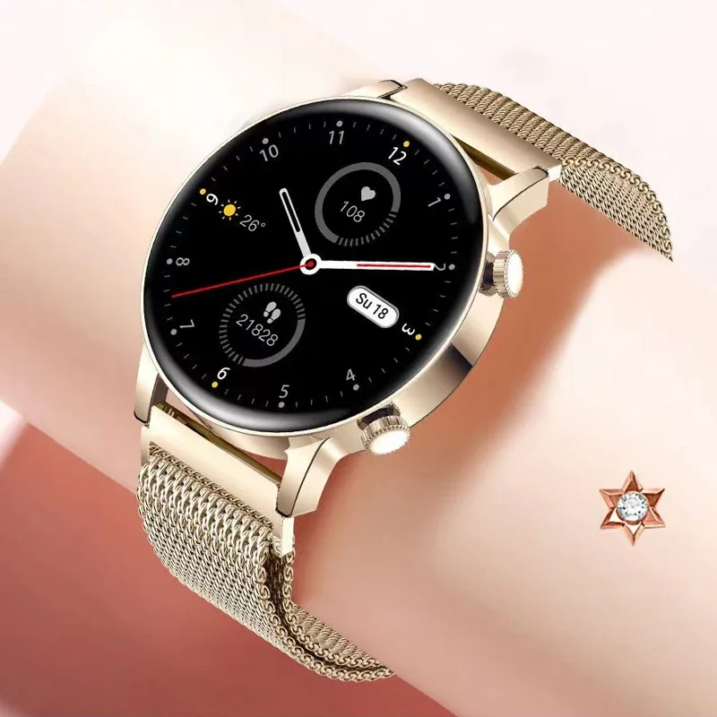 

Bluetooth Call Ladies Smart Watch Women AMOLED 360*360 HD Screen Always Display Watches Custom Dial SmartWatch For Xiaomi Phone