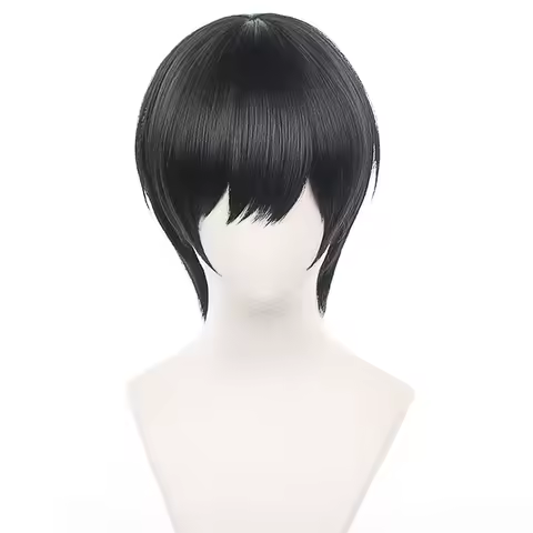 Anime Cosplay Wig Chainsaw Man Yoshida Hirofumi Cos Role Playing Short Black Men's Costume Wigs with Cap Wig for Party Halloween