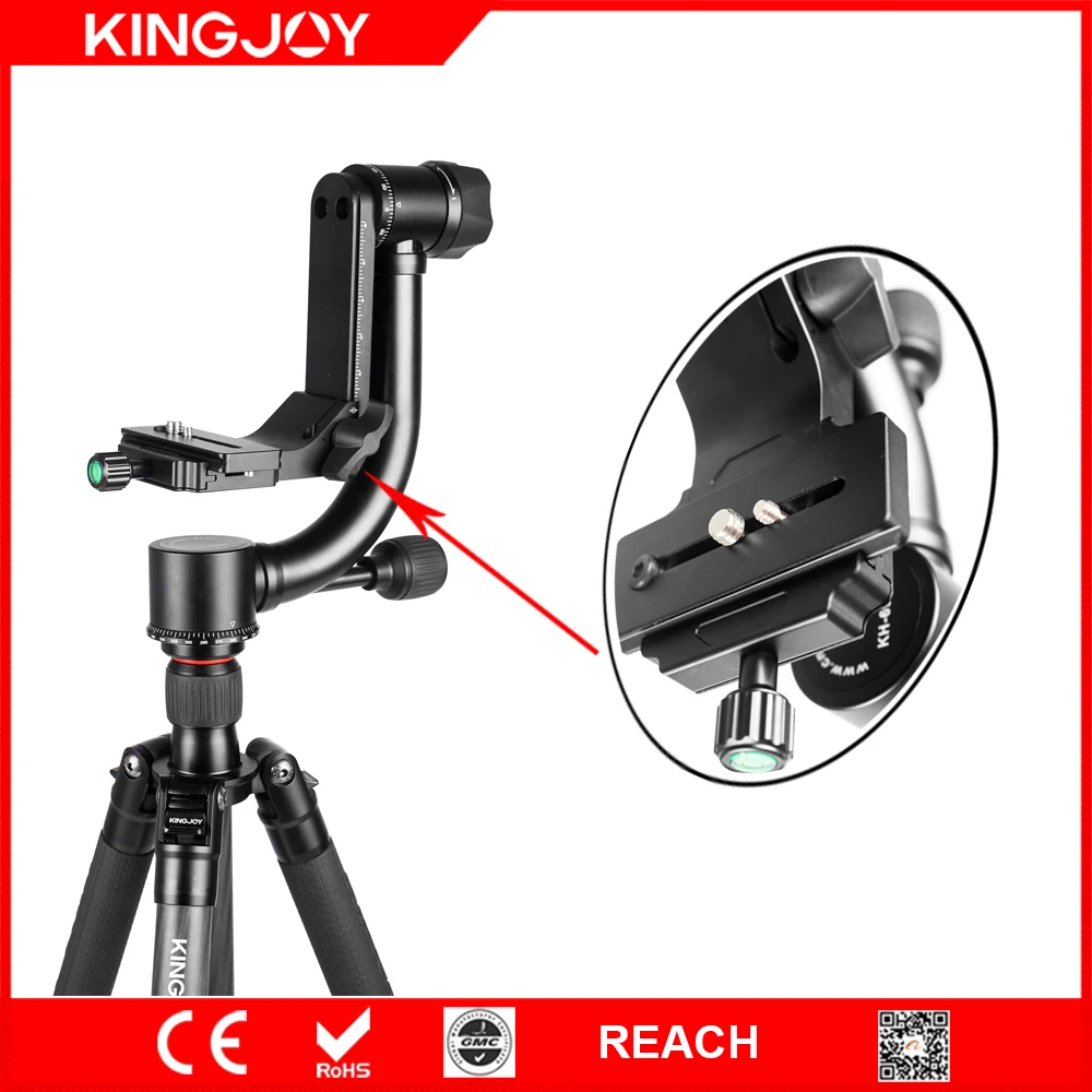 KINGJOY Gimbal Tripod Head for Heavy Camera Telephoto Lens with 360 Degree Quick Release Plate For Camera Telephoto Lens