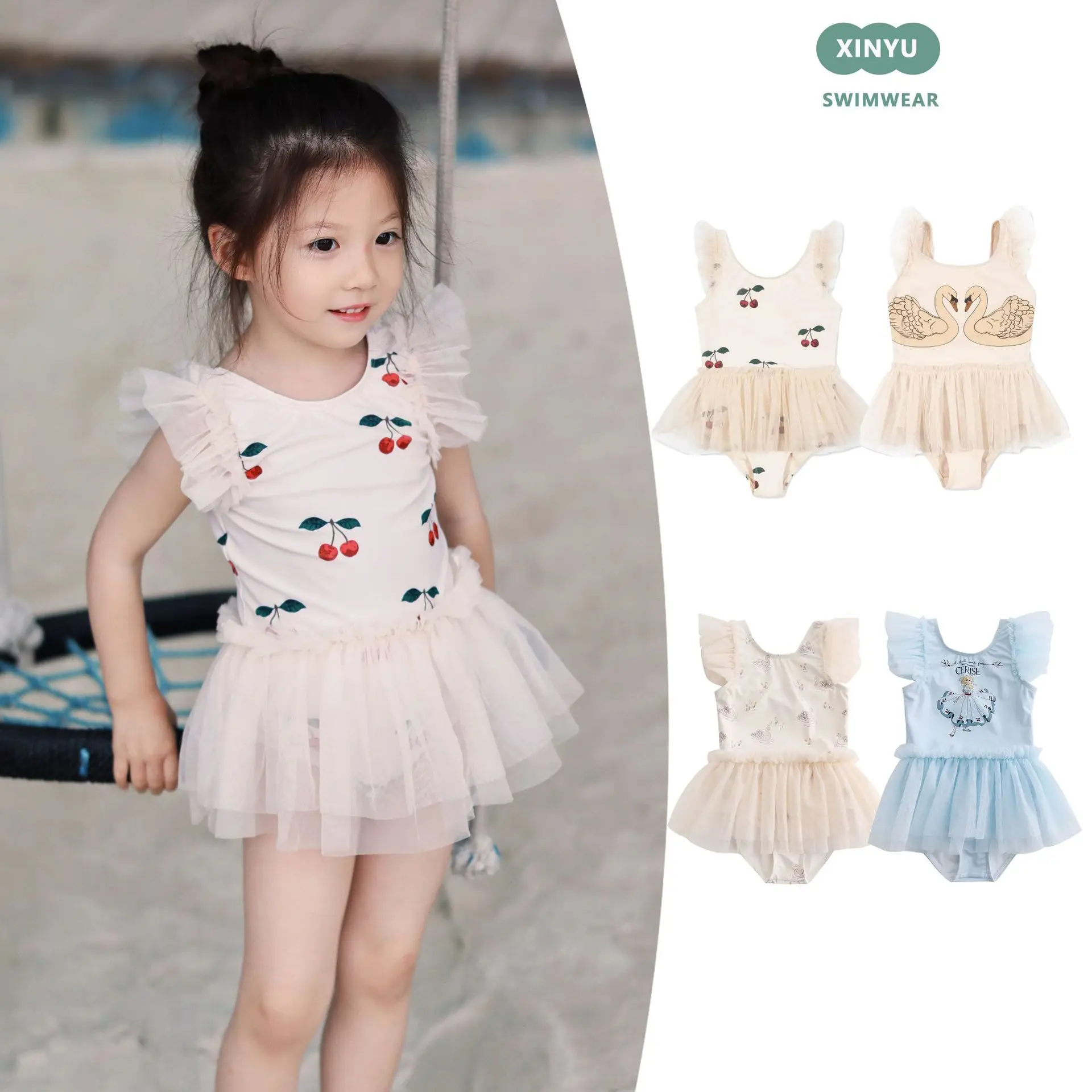

Girls Swimsuit 2025 Summer New Cartoon Fashion Children One-piece Swimsuit Quick-drying Beach Baby Beachwear Children's Clothing