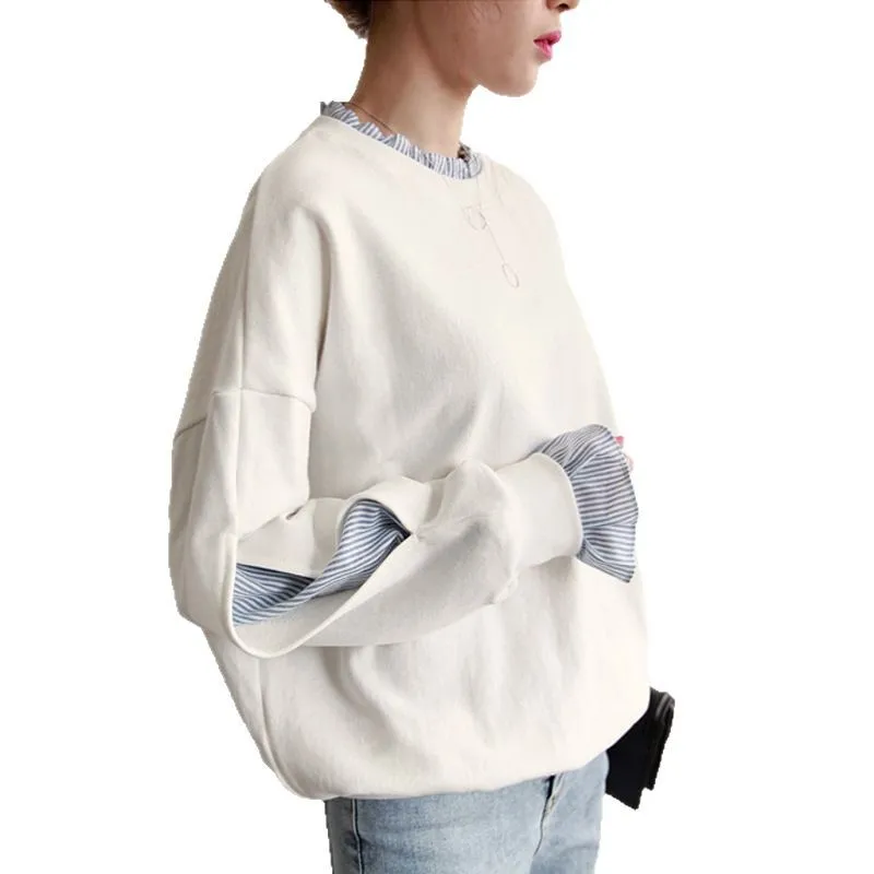 سترة نسائية فضفاضة جديدة لربيع وخريف 2025 بأكمام طويلة ورقبة دائرية ورفيعة