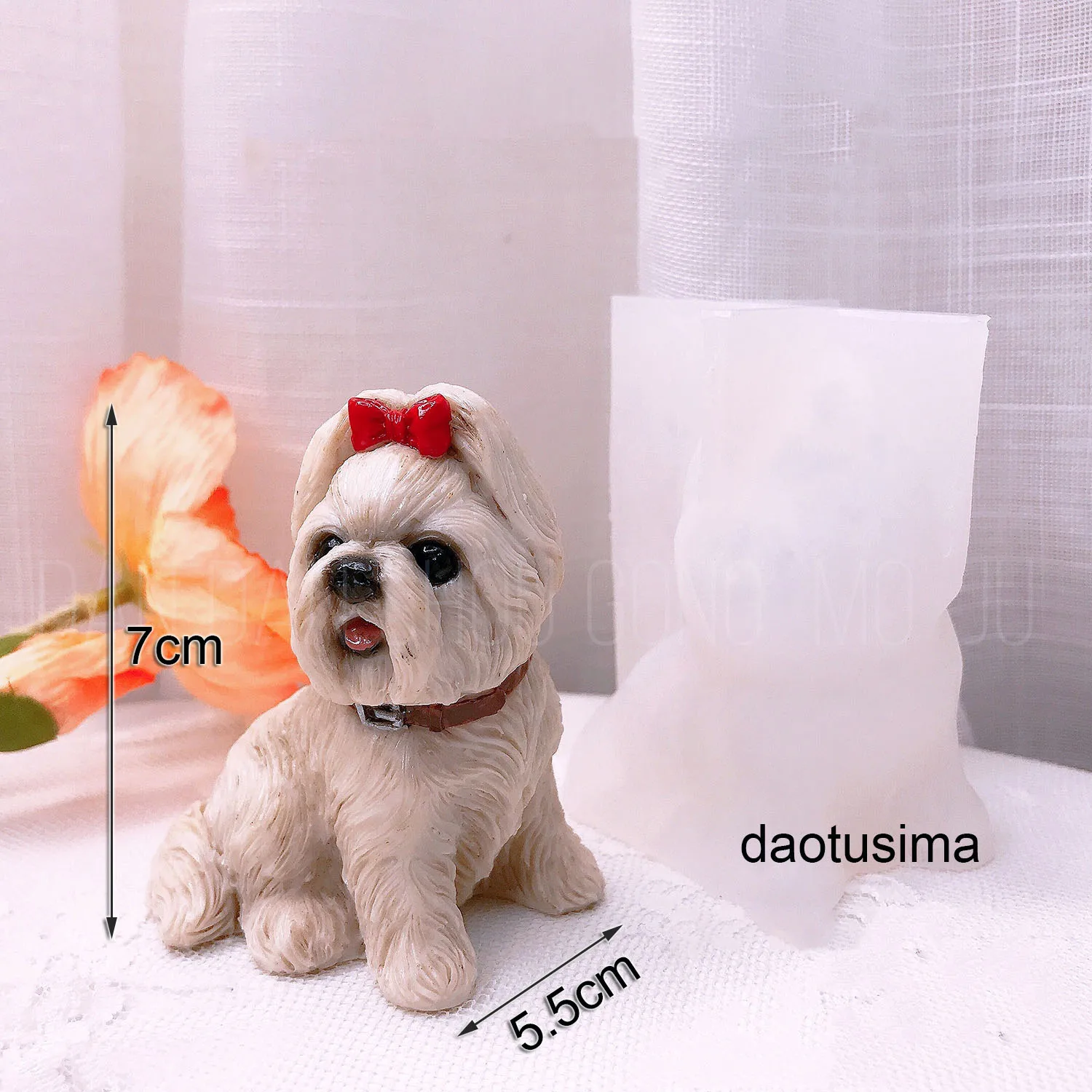 Cute Puppy Model Silicone Mold, Animal Candle Mold for Candle Making, Car Scented Plaster Dog Ornament Yorkshire Terrier Molds