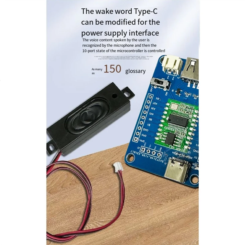 SU-03T de Control de reconocimiento de voz sin conexión, módulo multifunción duradero, soporte de Control de Puerto GPIO, inglés y chino