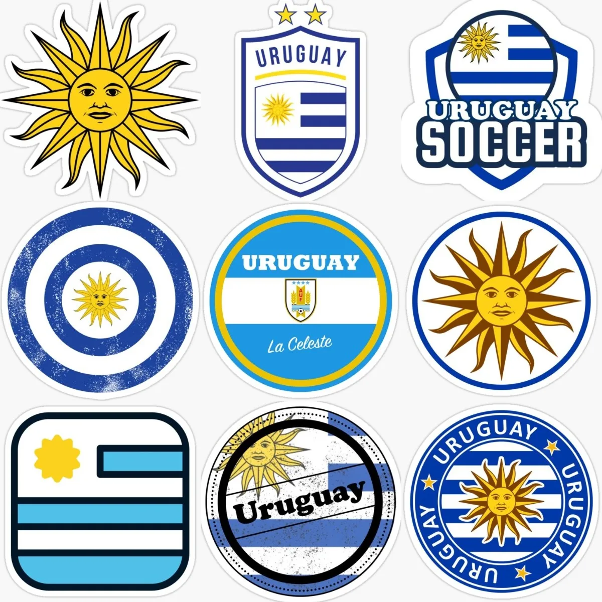 UY Uruguay Flag Sun Creative Badge Stickers for Covered Scratch Decorate Laptop Truck Window Car Wall Table Decal Accessories