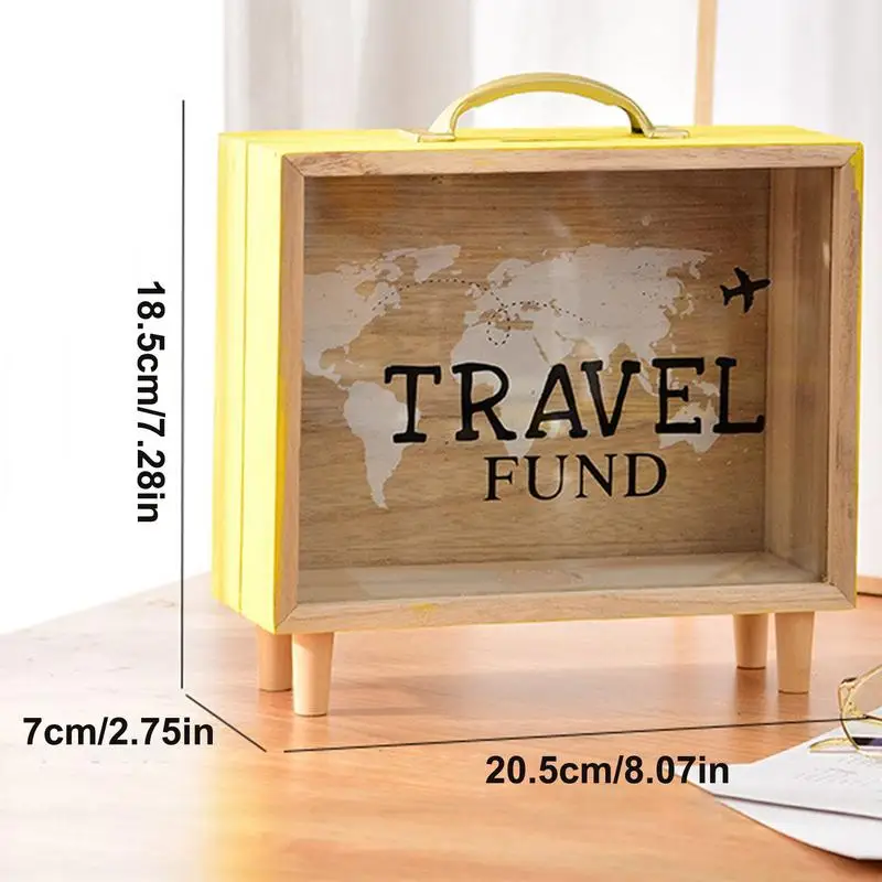 Travel Shadow Box Ticket Holder Adventure Archive Box World Map Money Box With Slot Ticket Storage Box Tabletop Decorations