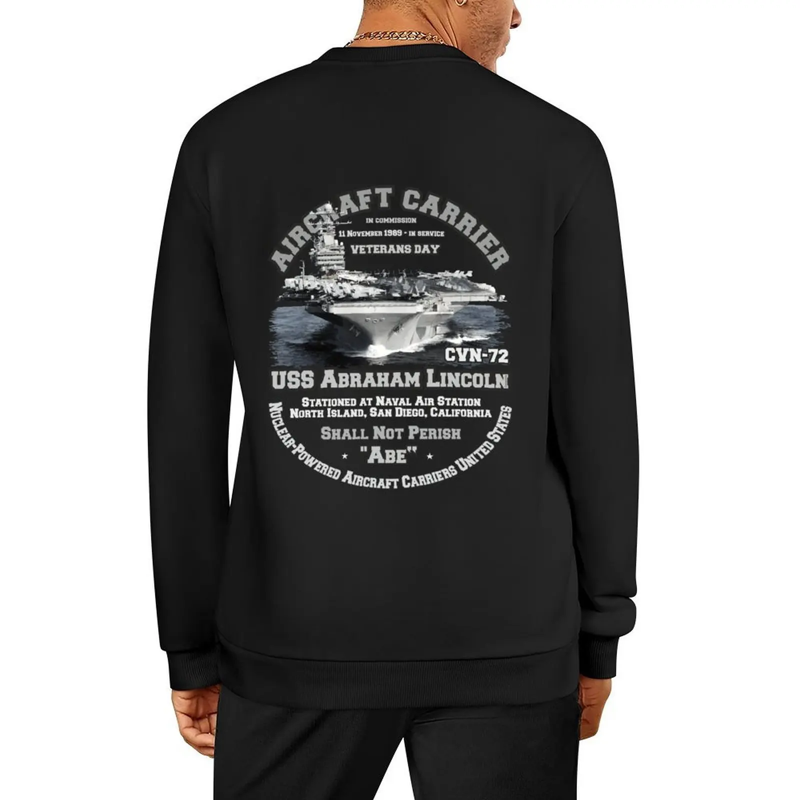 

USS Abraham Lincoln (CVN-72) Aircraft Carrier Veterans Pullover male clothes clothes for men hooded sweatshirt for men