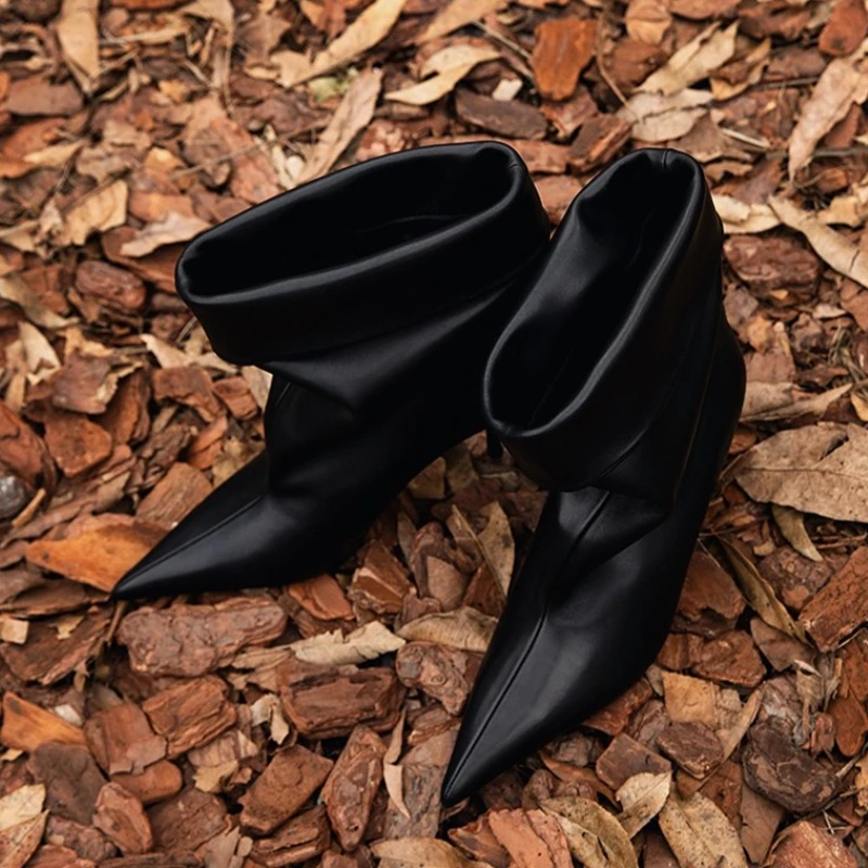 مصمم أشار تو الأحذية النسائية مثير عالية الكعب أحذية الشتاء تشيلسي أحذية امرأة 2025 جديد فستان الحفلات مضخات Mujer قصيرة بوتاس #2