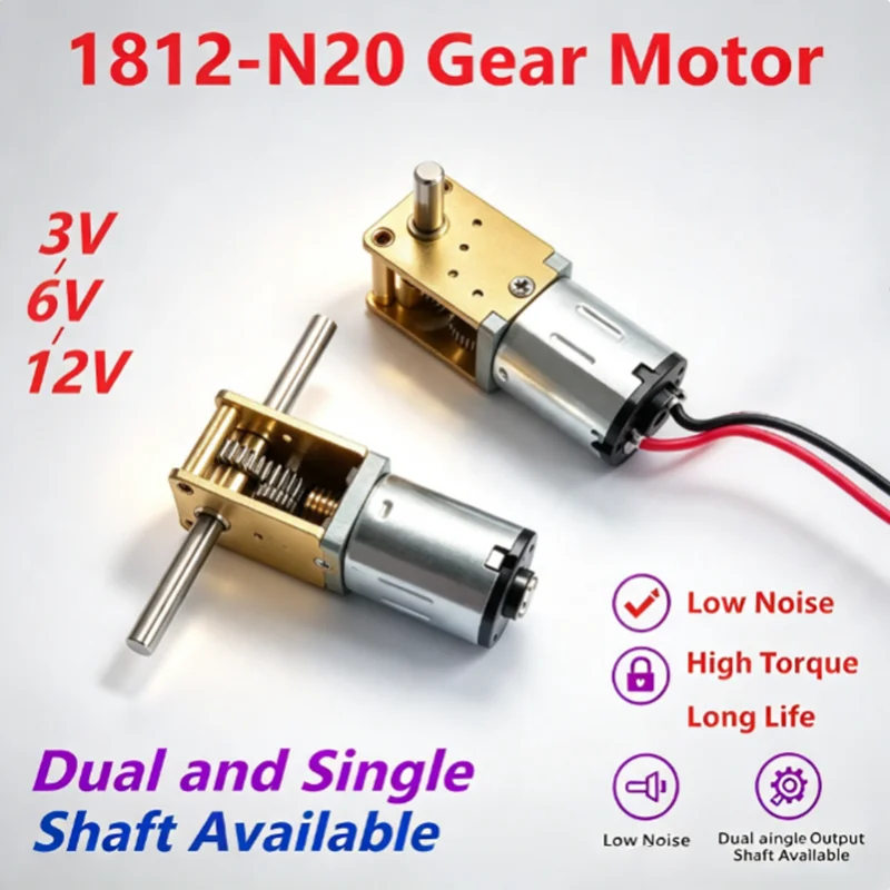 3V/6V/12V Dual/Einzelausgangswelle N20 Getriebe Moror Reduzierstück Niedrige Geschwindigkeit 4~380RPM Motor Roboter DC Elektrische Metall Mini Mikromotoren