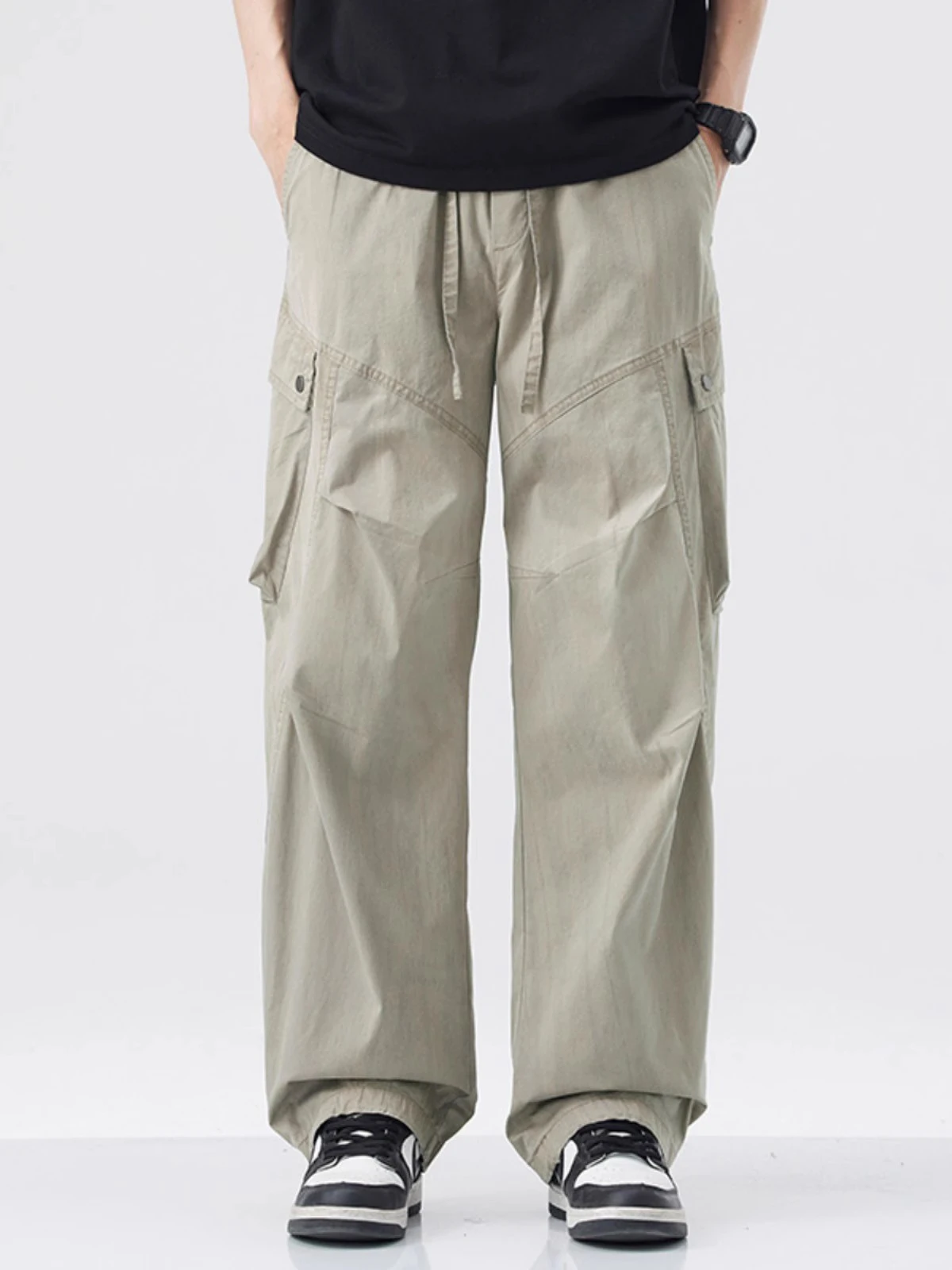 Pantalones de trabajo de paracaidista holgados Retro americanos para hombre, ropa de trabajo informal de pierna recta, marca de moda de Hong Kong, otoño