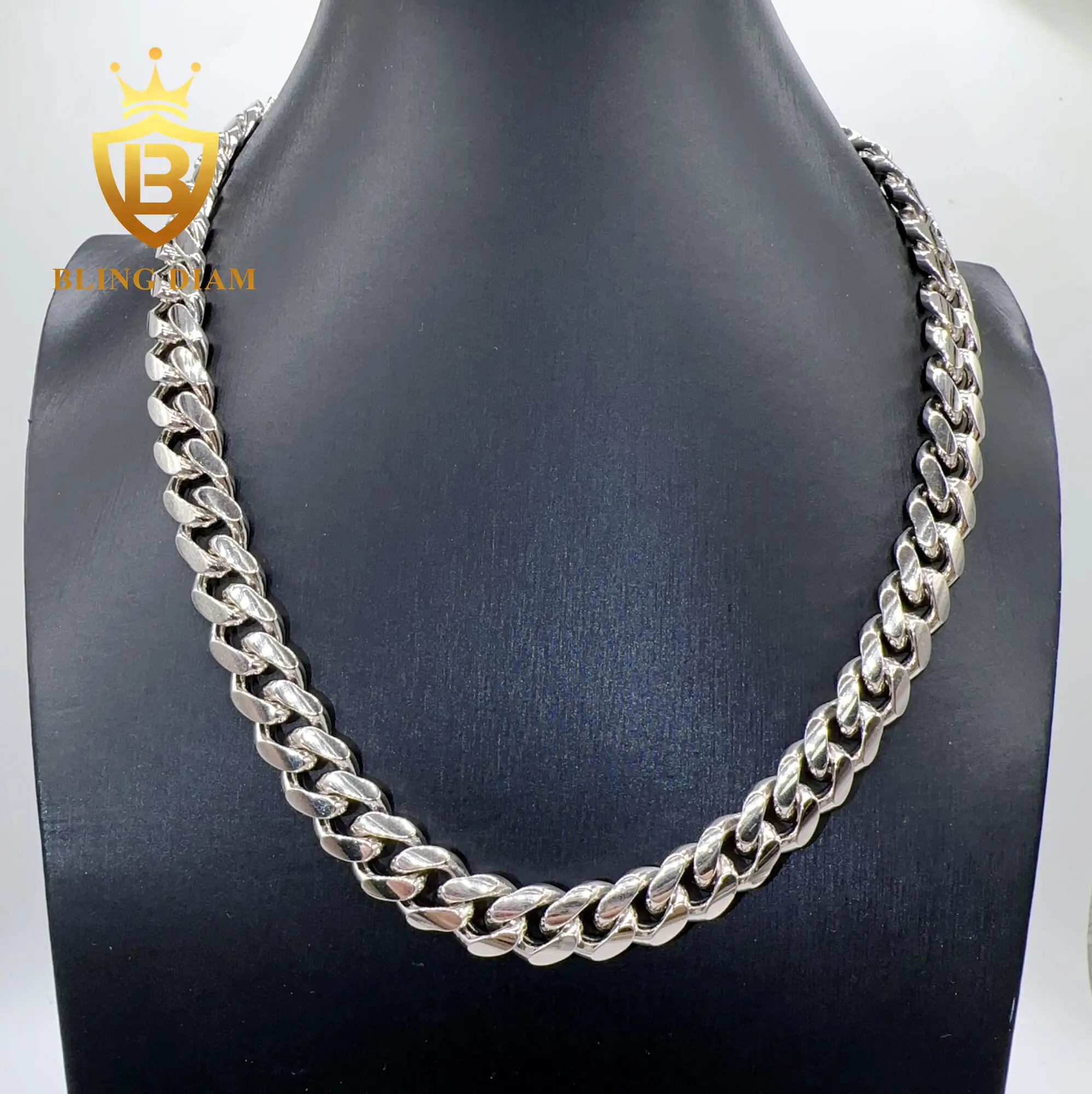 Pass Diamond Tester 12mm 13mm Solid Silver Hip Hop Jewelry Iced Out Moissanite Clasp Cuban Link Chain for Women Men