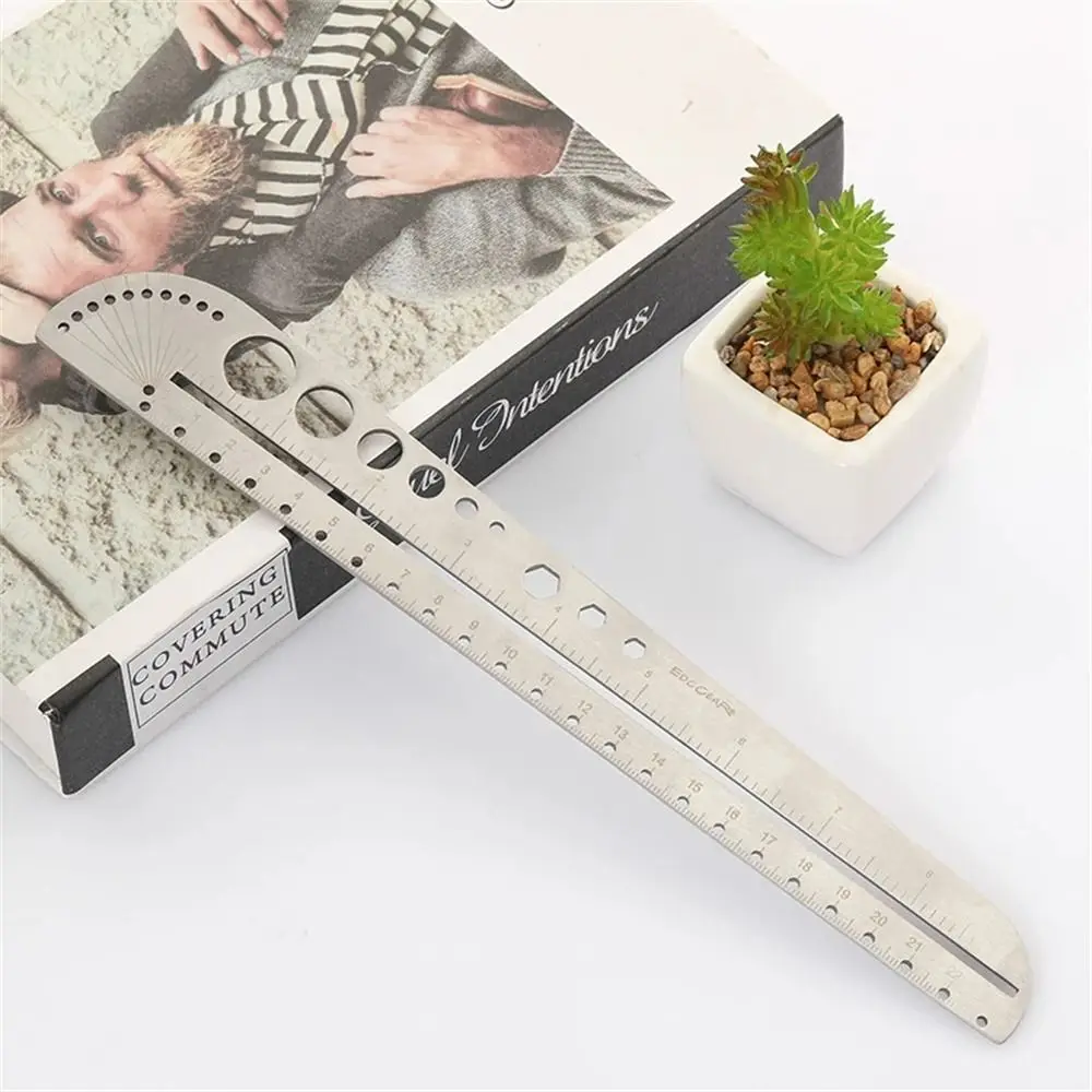 Geometry Silver Stainless Steel for DIY Template Straight Ruler Angle Protractor Measuring Ruler Protractor Ruler
