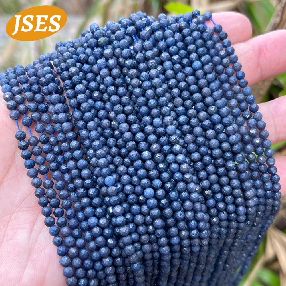 

2A 100% Natural Sapphire 3.5mm Faceted Beads Stone Bead Without Heat Treatment for Jewelry Making DIY Accessories Bracelet Charm