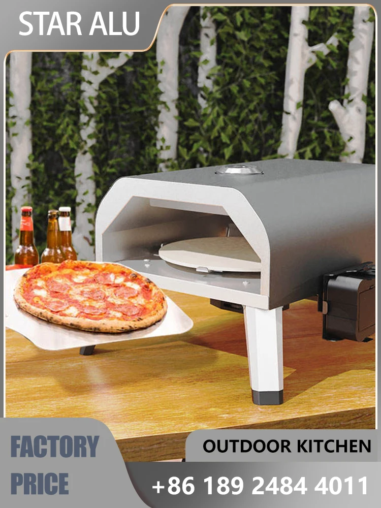 16 Inch Gas Pizza Oven, Portable Stainless Steel Outdoor Kitchen Pizza, Commercial Grade for Backyard BBQ and Camping