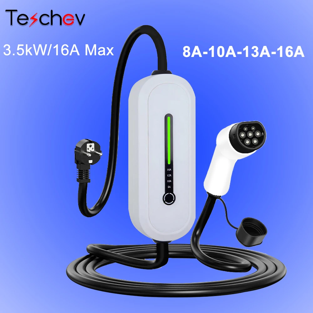 

Teschev EV Charger Type2 16A 3.5KW Type1 3.5m Fast Charger GBT Plug Connector Wallbox Charging Station for EV/PHEV Cars