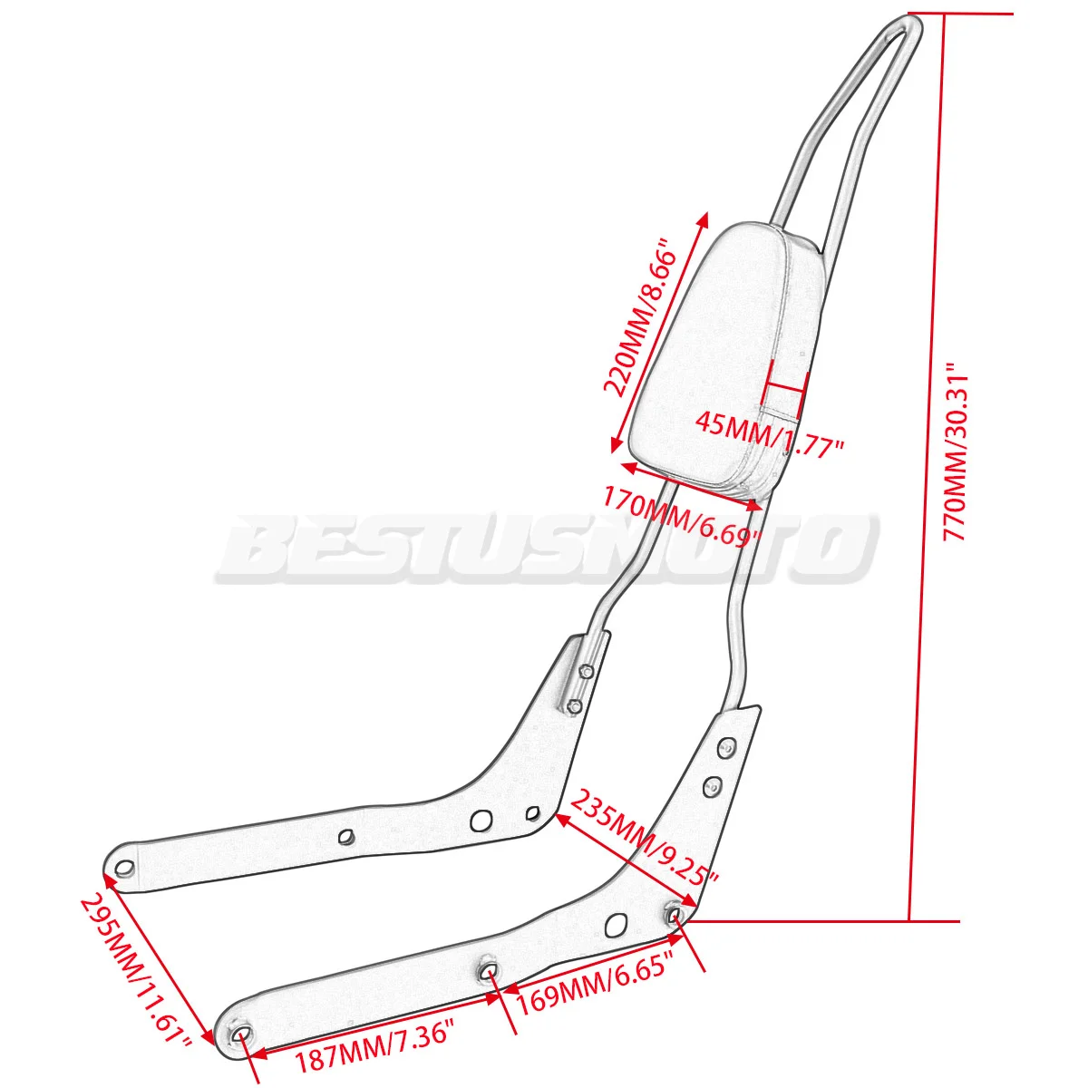 Motorcycle Backrest Sissy Bar For Honda Shadow Aero VT 750 750C VT750 VT750C 2004-2022 2014 2015 2016 2017 2018 2019 2020 2021