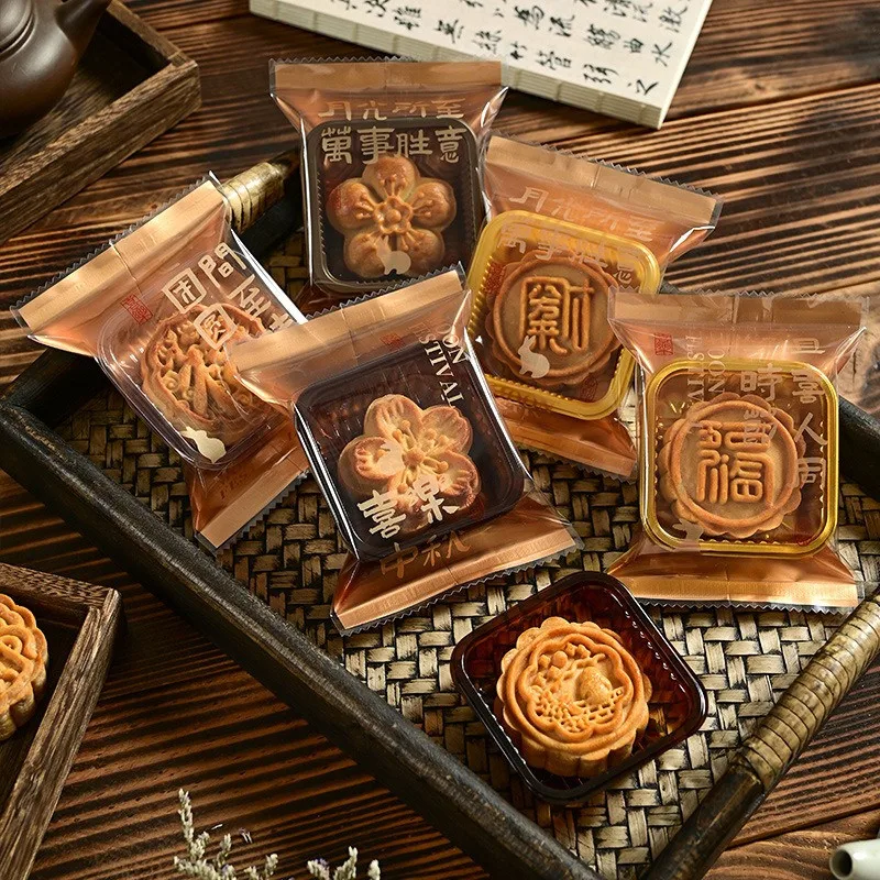 

100Pcs Chinese Mid Autumn Festival for 50g/80g/100g Mooncake Packaging Bags Egg Yolk Pastry Machine Sealed Party Supplies