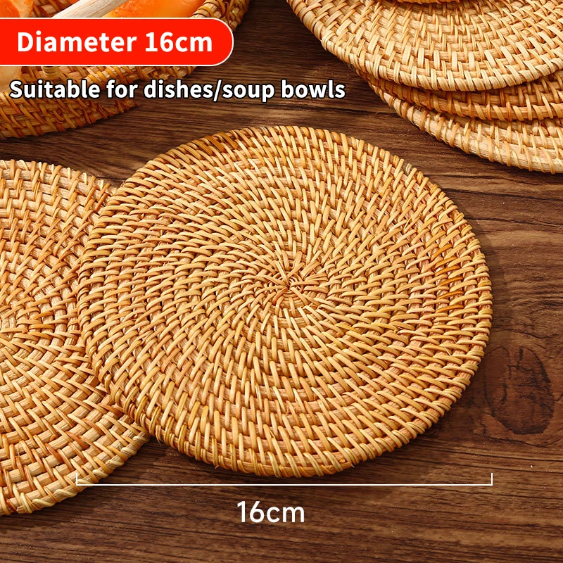 1 peça de tapete de rattan isolante de calor, tapete de mesa anti-queimaduras para panelas e pratos, tapete resistente a altas temperaturas para xícaras de chá