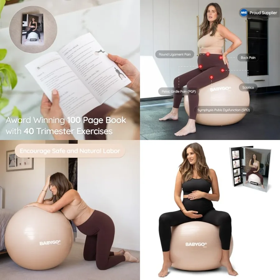 

Pregnancy Yoga Labor Exercise Ball Book Set Trimester Targeting, Maternity Physio, Birth Recovery Plan Included Anti Burst Eco