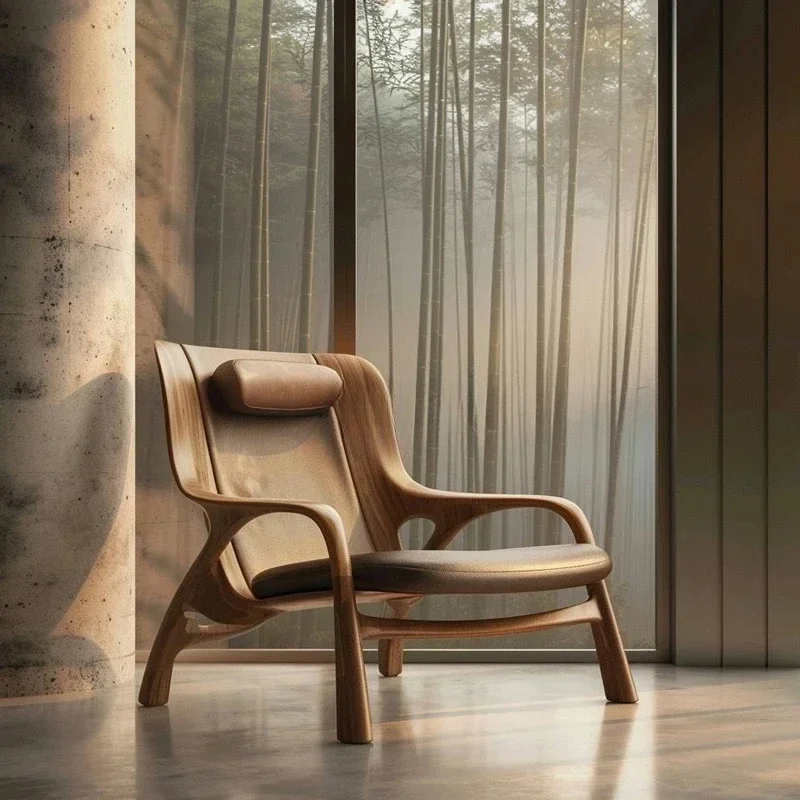 A  North American black walnut ash wood solid wood single chair light luxury new Chinese custom
