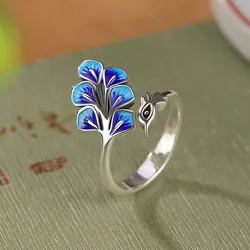 925 Sterling Silver Fine Jewelry Blue Peacock ​Wedding Rings For Women Wholesale Cheap Things  Jewellery