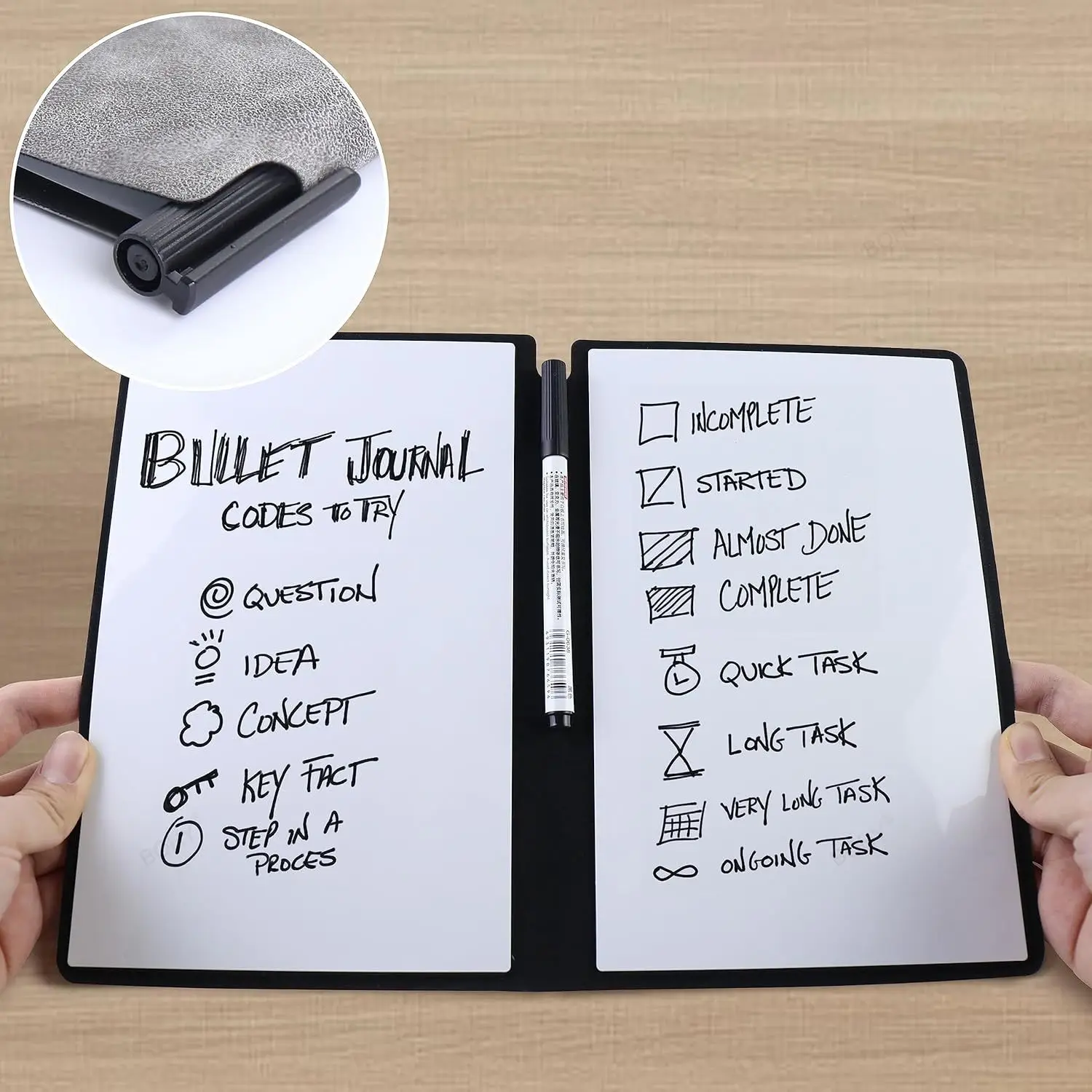 A5 Reusable Whiteboard Notebook Weekly Planner Portable Stylish Office Notebooks Leather Memo Whiteboard with Pen Erasing Clot