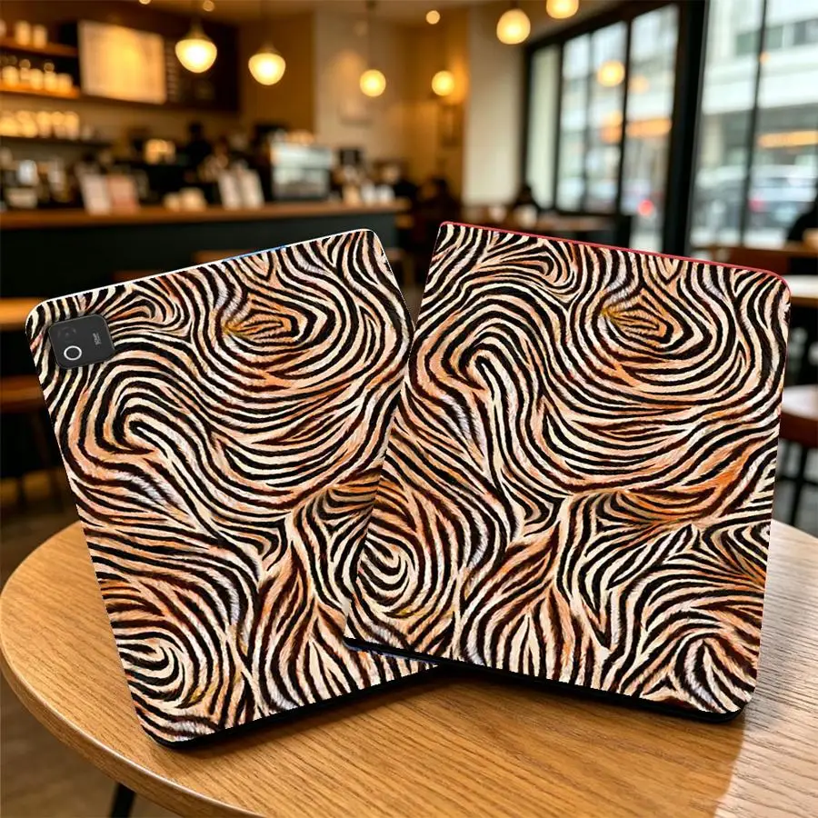 Brown Zebra Print Case for Xiaomi Redmi Pad SE K Pad 8.8 9.7 12.4 Inch Pad 5 6 7 8 Pro Pad 6s Pro 7 Ultra With Pencil Holder