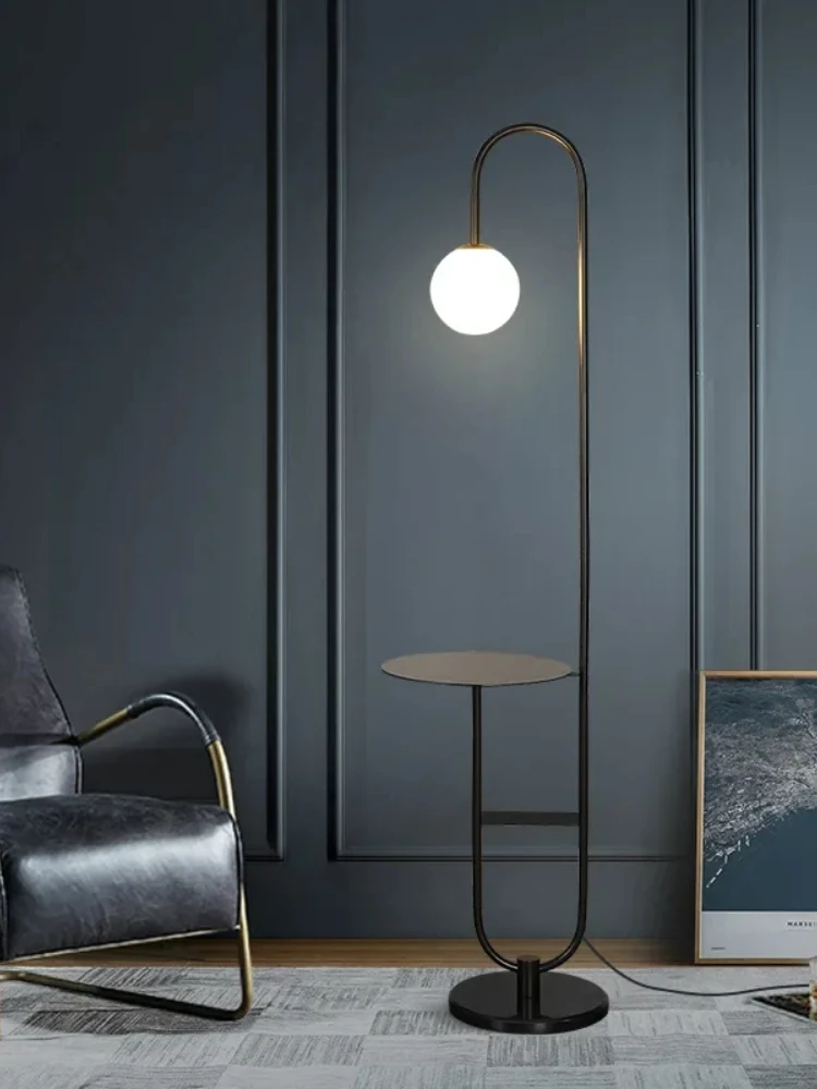 

Modern LED Floor Lamp Gold Black With Round Table Home Decor Standing Lamp Living Room Sofa Marble Floor Lights For Tea Table
