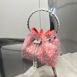 handmade Rhinestones Evening clutch Bag Purses and handbag luxury Designer shoulder bag Shiny Crystal Clutch purse bucket bag