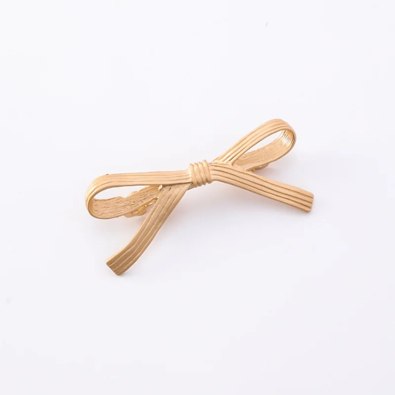 Fashion Women Metal Bowknot Barrettes Lovely Gold Silver Plated Bow Hair Clips Quality Hollow Out Alloy Hair Pins