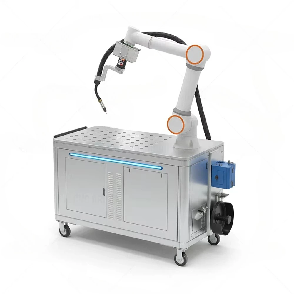 Smart Wheeled Trolley Welding Robot Industrial Cobot Welding Arm with MIG Welder Machine for Fabrication Section Automation