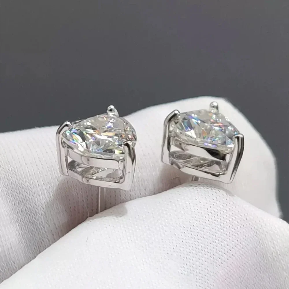 1-4Carat Heart Cut Solitaire Moissanite Diamond Stud Earrings with Certificates 925 Silver Plated 18k Gold Ear Studs for Women