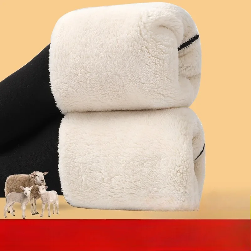 Mulheres usam fora do inverno engrossado velo leggings de cintura alta nordeste extra-grosso puro algodão calças térmicas de tamanho grande