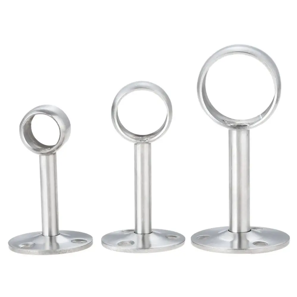1Pcs Stainless Steel Pipe Bracket 19/22/25mm Half/All Pass Wardrobe Rail Support Flange Wardrobe Hanger