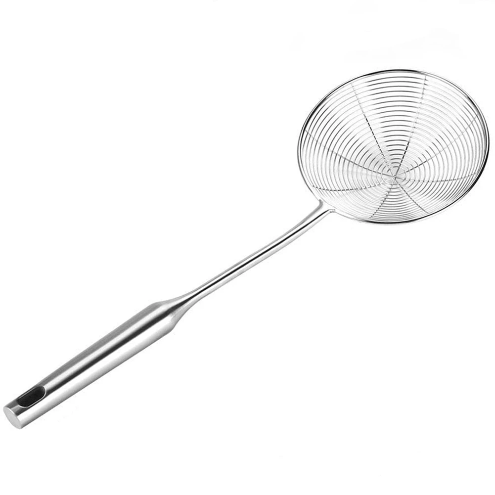 Spider Strainer Skimmer Ladle Stainless Steel Metal Frying Basket with Long Handle Large Spoon
