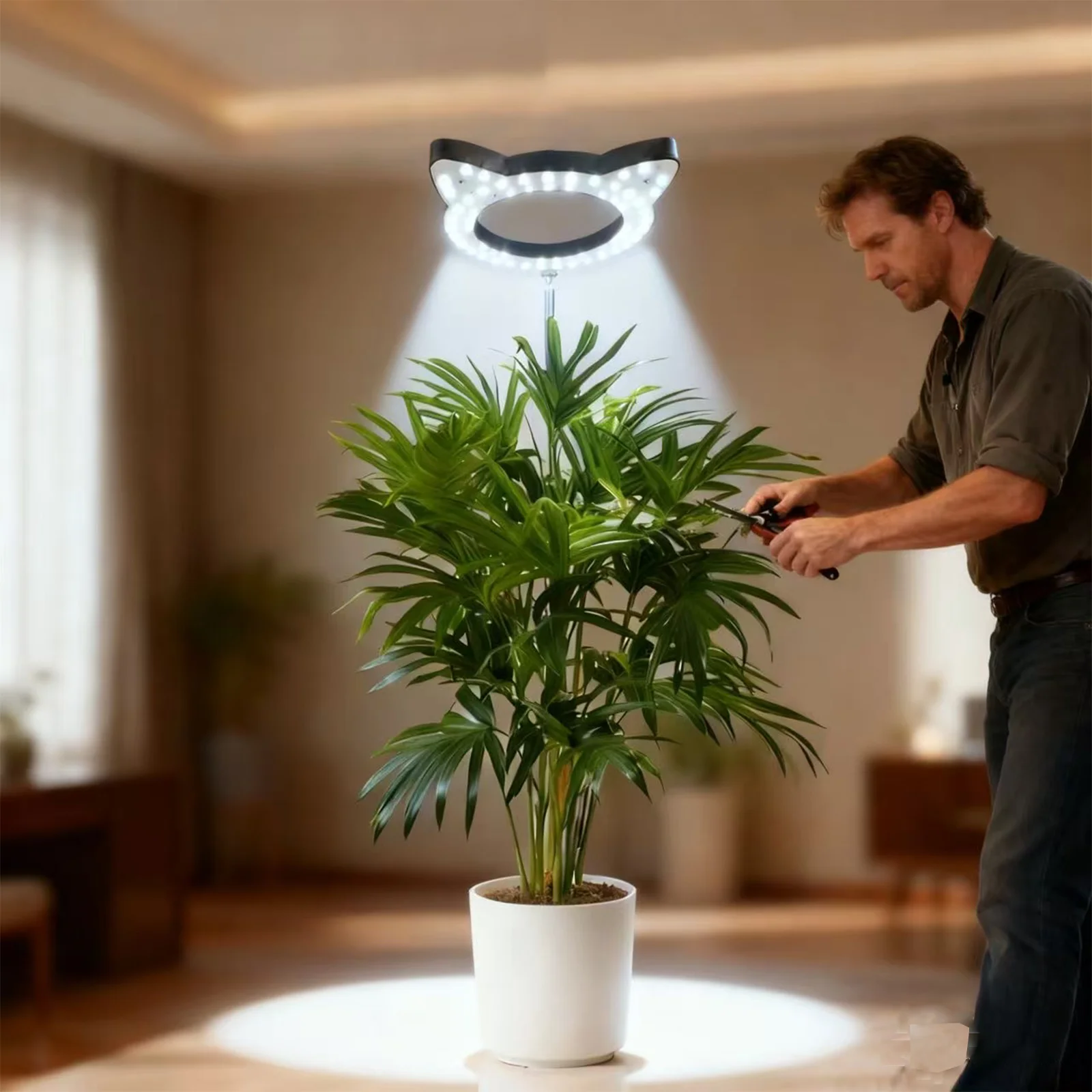 أضواء النمو للنباتات الداخلية، ضوء نباتي LED كامل الطيف، 3 أوضاع ألوان تنمو مصباح مع مؤقت 3/9/12 ساعة، 10 مستويات عكس الضوء #1