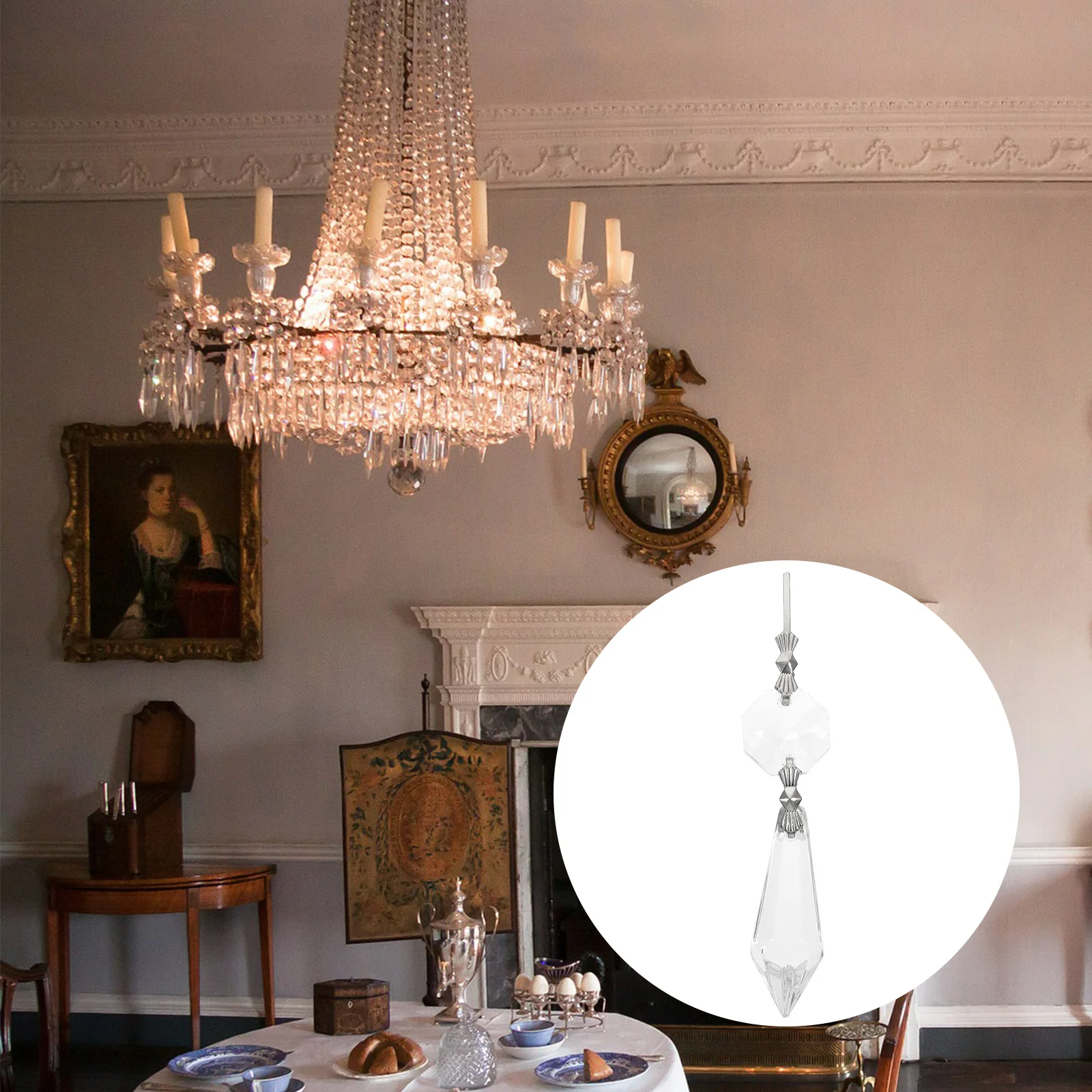 

20Pcs Chandelier Accessory Clear Crystal Replacement Prisms Pendant Parts Decor for Living Room Dining Kitchen