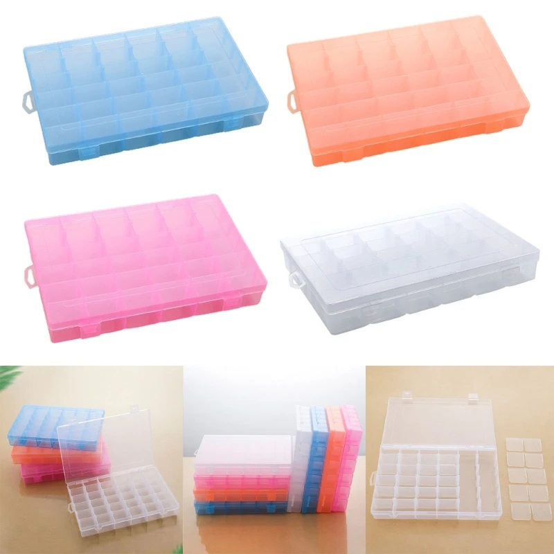 2024 New Transparent Plastic Storage Compartment Adjustable Container For Beads Earring Box Jewelry Rectangle Box  Organizer