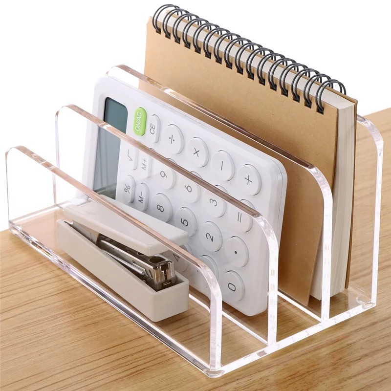 

3 Compartments Mail Organizer Letter Holder For Desk ,Vertical Letter Holder,File Sorter Acrylic Desk Organizer