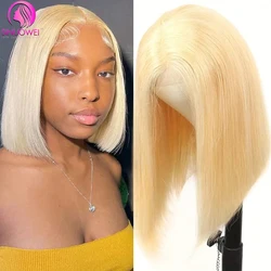 Bone Straight 613 Short Lace Bob Wig 13×4 Transparent Lace Front Human Hair Wigs Honey Blonde Color Brazilian Straight Hair Wig