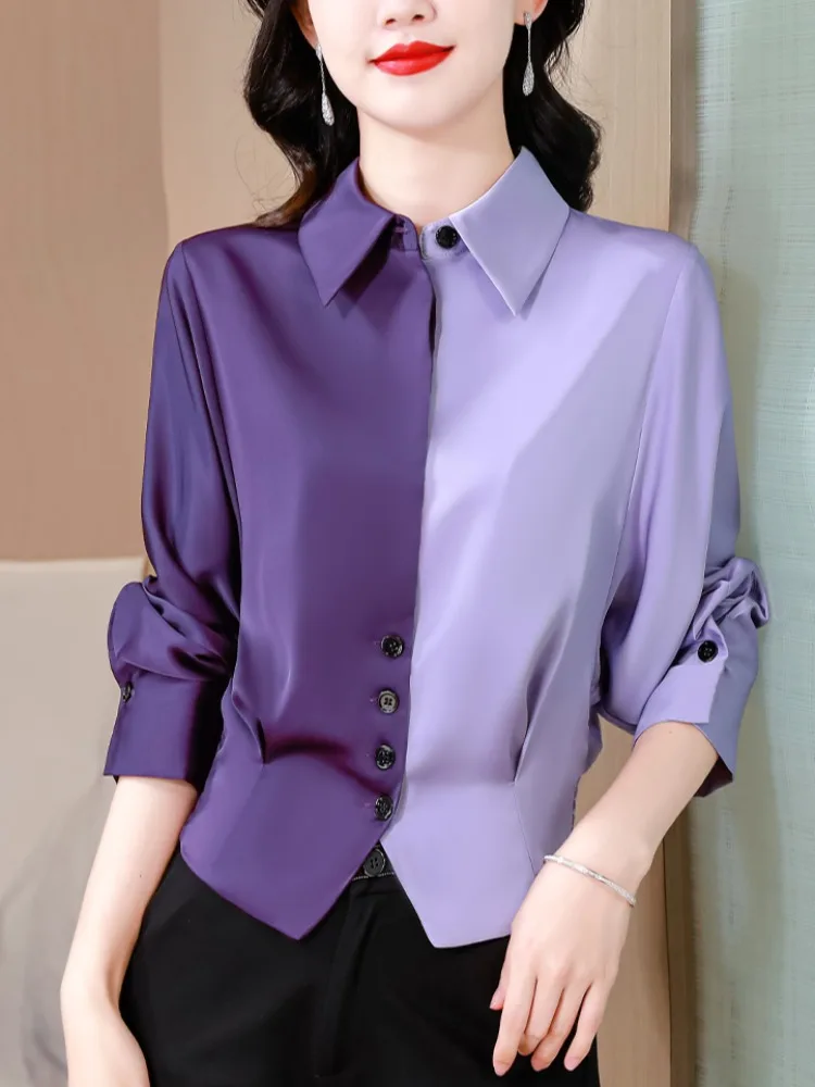 

Unique design women professional shirt female purple shirts