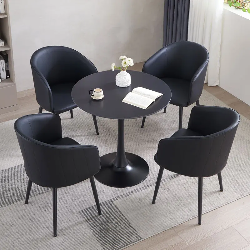 

luxury Nordic rock slab negotiation small round table sales office milk tea shop balcony reception