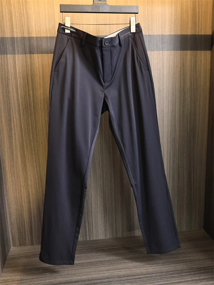 

Busin повседневные прямые мужские брюки Slas 2025 весна-лето из шелкового волокна, приятные для кожи, длинные брюки не требуется бирка