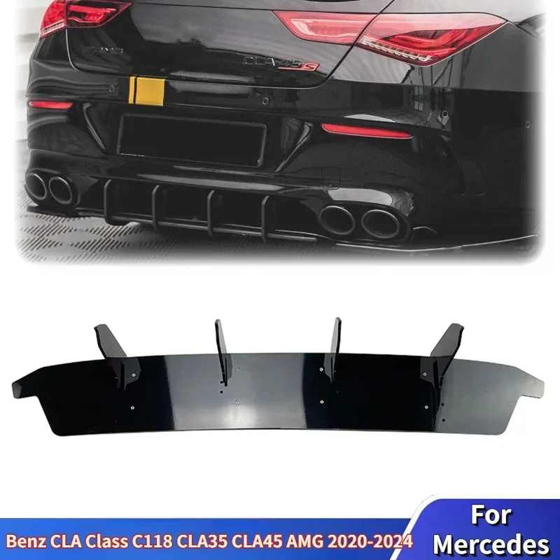 For Mercedes Benz CLA Class C118 CLA35 CLA45 AMG 2020-2024 Hihg Quality ABS Rear Bumper Diffuser Spoiler Splitter Lip Body Kits