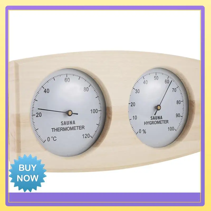 Big Deal Wood Sauna Thermometer & Hygrometer, Wall-Mounted Spa Accessory, Mechanical, No Battery Required - For Family Hotel Sa