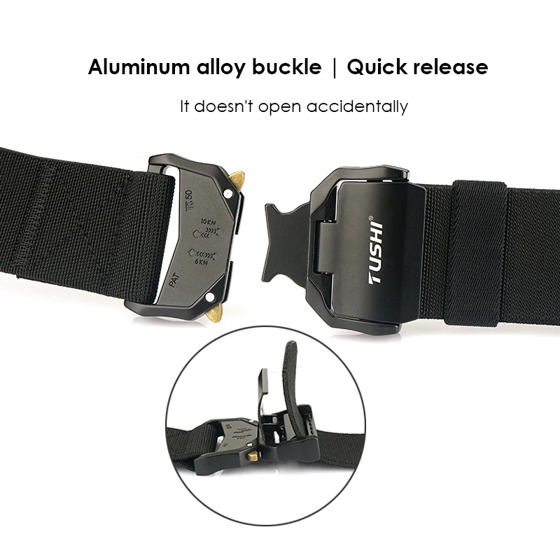 VATTLY 5cm/2 inch Elastic Belt for Men Quick Release Aluminum Buckle Military Tactical Belt Outdoor Casual Wide Belt Male