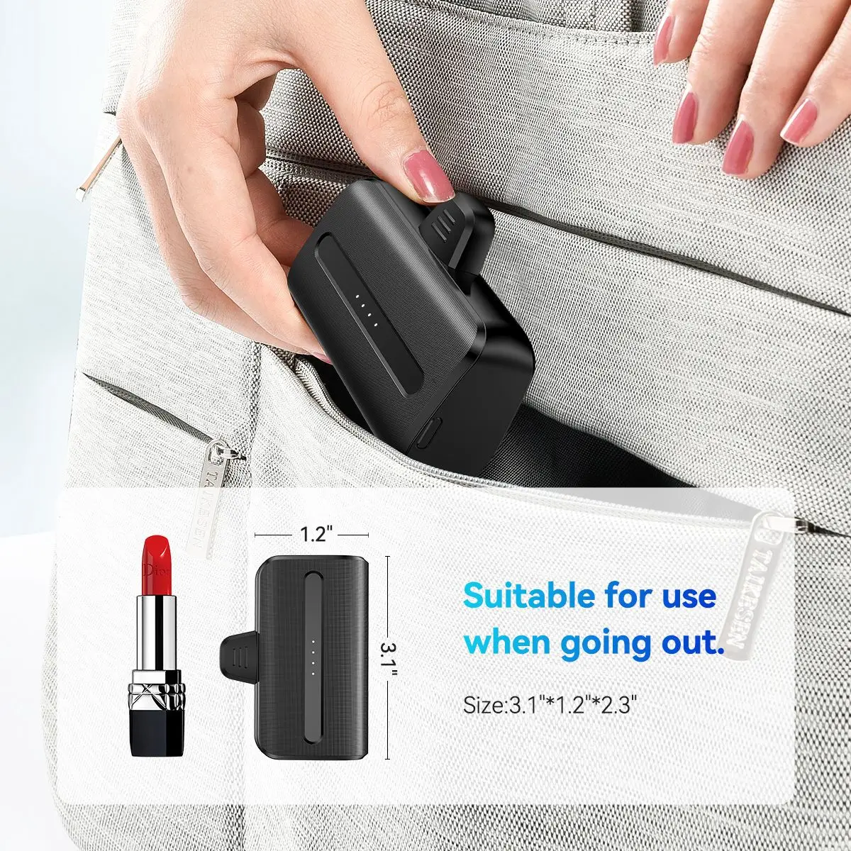 Mini-Powerbank, tragbar, 6000 mAh, Schnellladung mit Typ-C/Blitzstecker, kompakter Notfall-Akku für iPhone/Android-Telefone