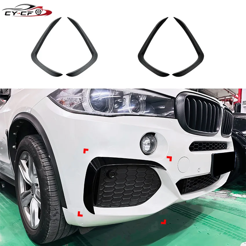 For BMW X5 F15 M Sport 2014-2018 Car Glossly black Front Bumper Lip Side Spoiler Fog Lamp Frames Cover Body Kit Splitter