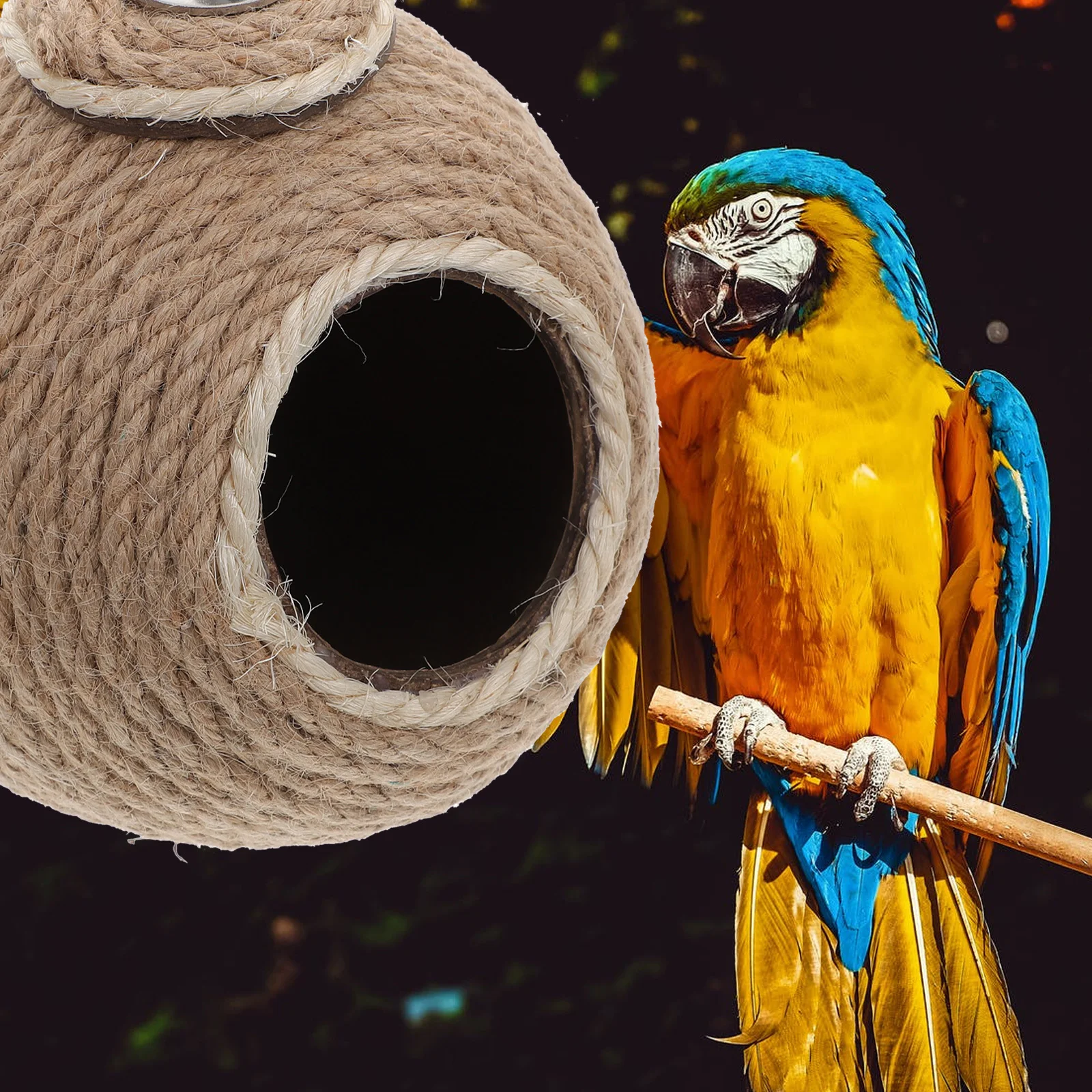 

Coconut Parrot Nest Scratch Resistant Sturdy Firm Ball-Shaped Parrot Bed Safe Cozy Warm Decorative Bird House Warm Bird Nest