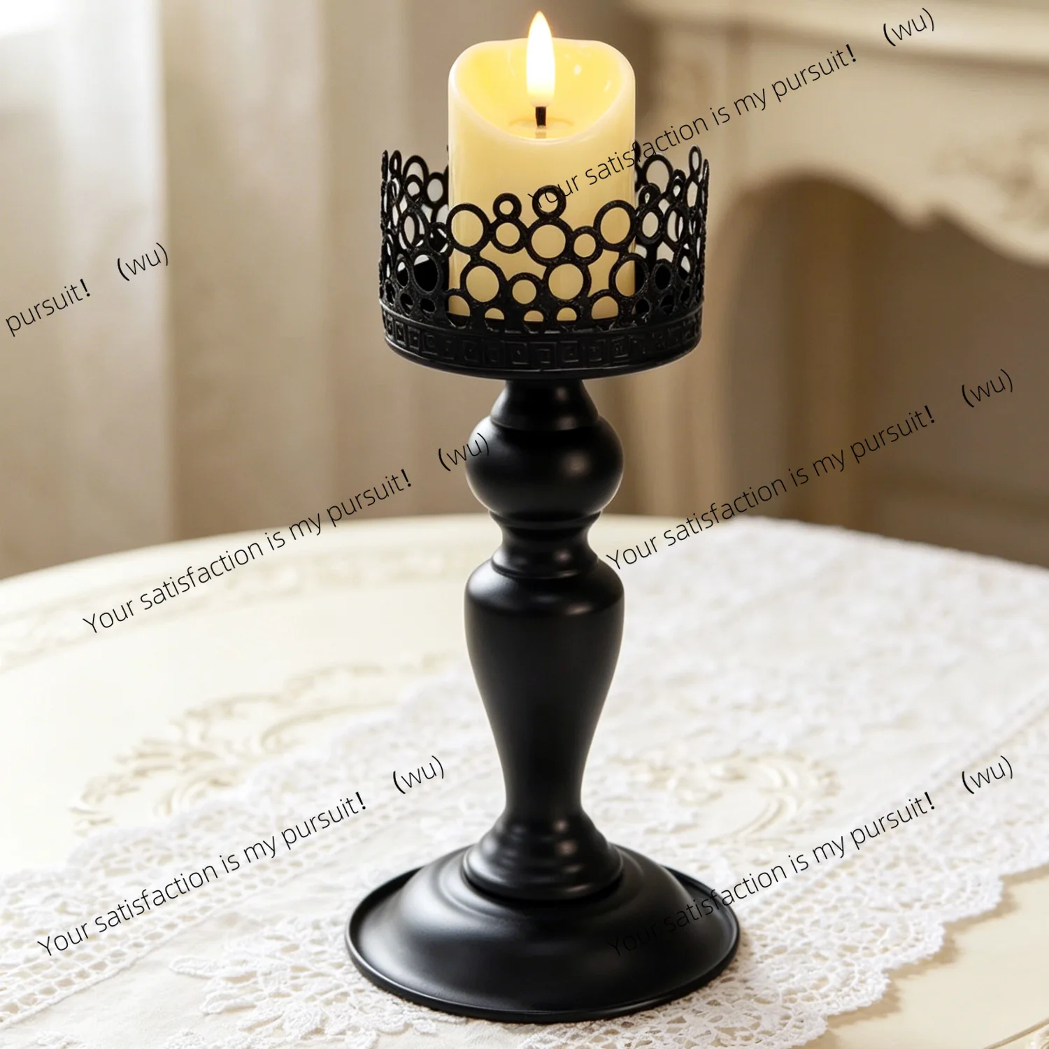 Retro crown hollow high wrought iron aromatherapy candlestick, romantic wedding table atmosphere decorative ornament
