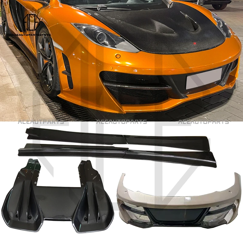 

Half Carbon Front Bumper Rear Lip Side Skirt Autos Car Body Kit For Mclaren MP4 12c to RZ Style